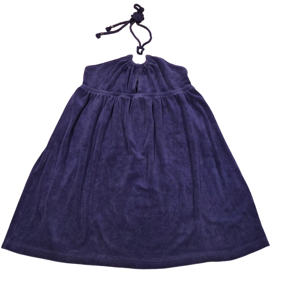 Plush & Lush Purple Terry Cloth Halter Mini Dress XS Keyhole O-Ring 218575